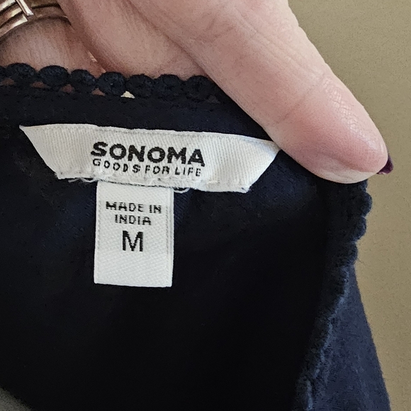 Sonoma Navy Women's Blouse with Eyelet Detail - Picture 2 of 6